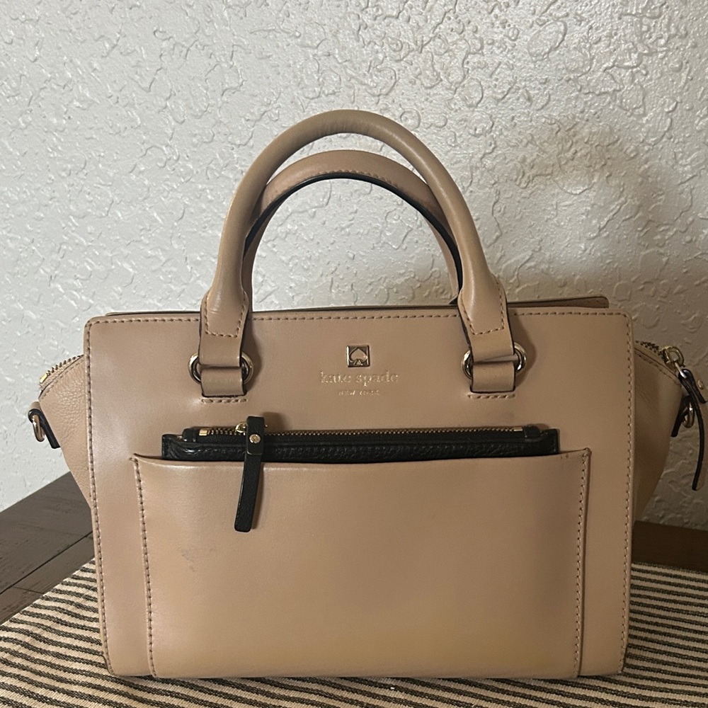 Kate Spade Beige Satchel with Black Accents